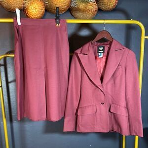 Panther Burgundy Blazer and Skirt Set